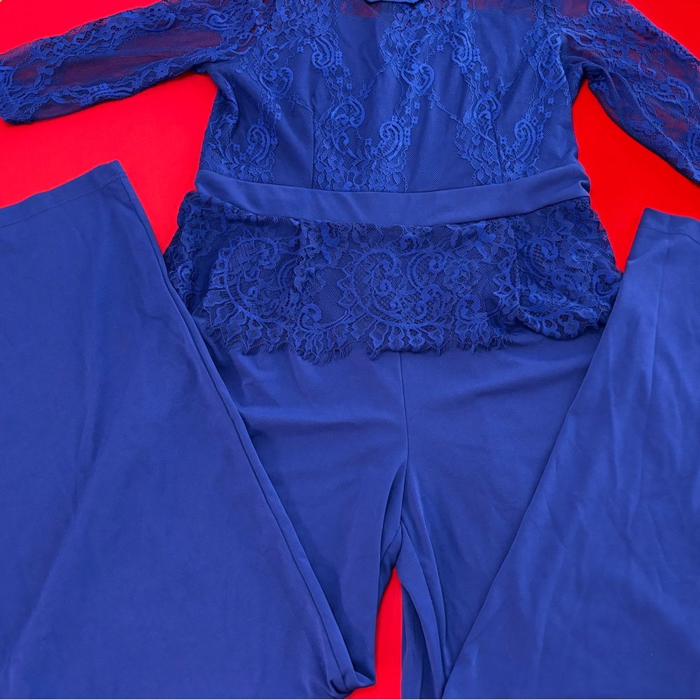 Blue Lace Detail Jumpsuit size XXL - Picture 14 of 15